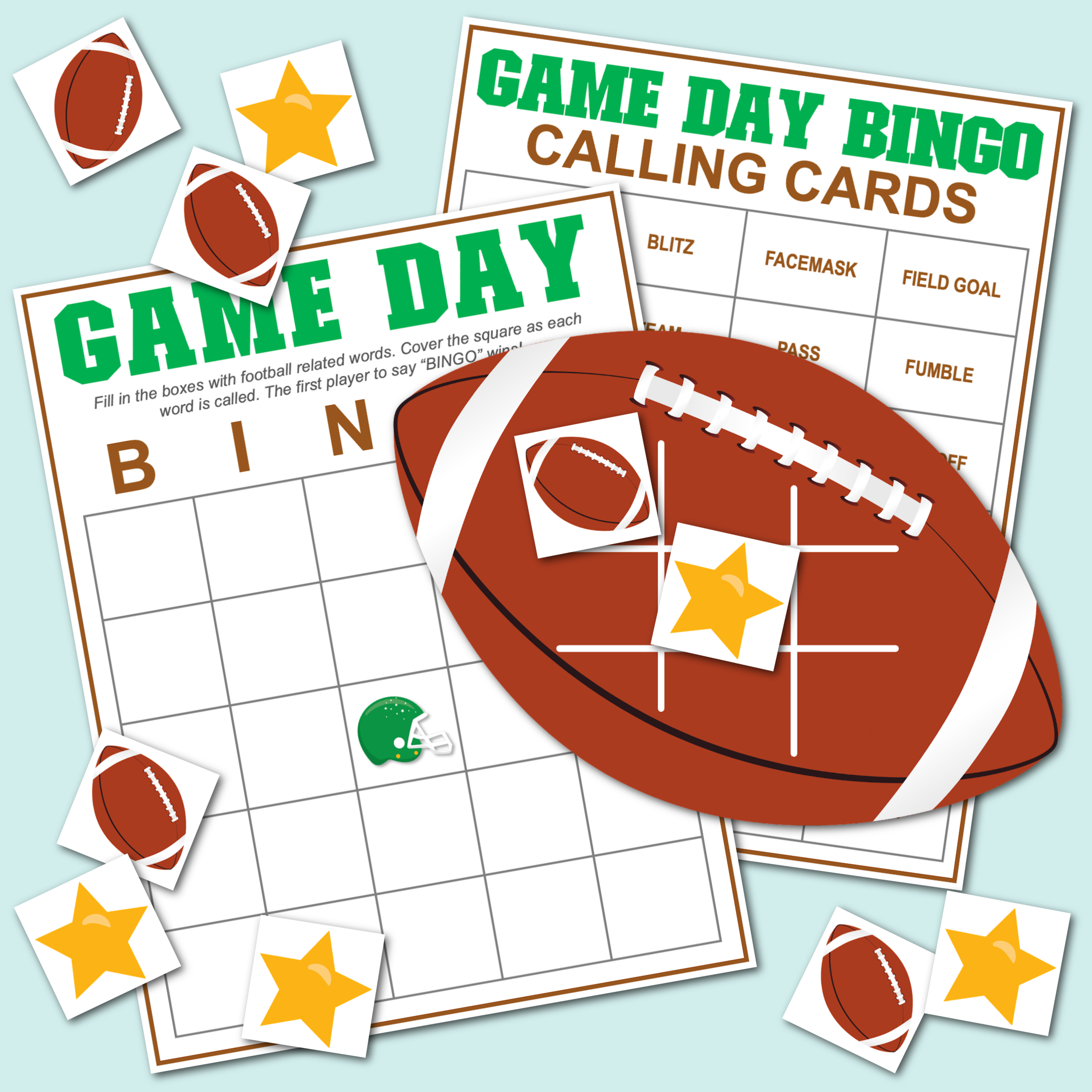 Game Day Bingo and Football Tic Tac Toe {Free Printables} - Kara